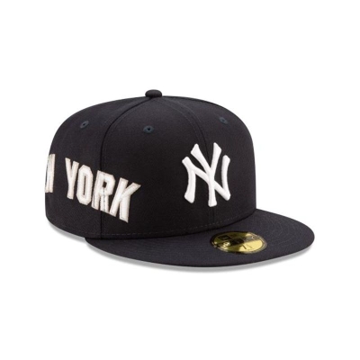 Blue New York Yankees Hat - New Era MLB Slant 59FIFTY Fitted Caps USA6139527